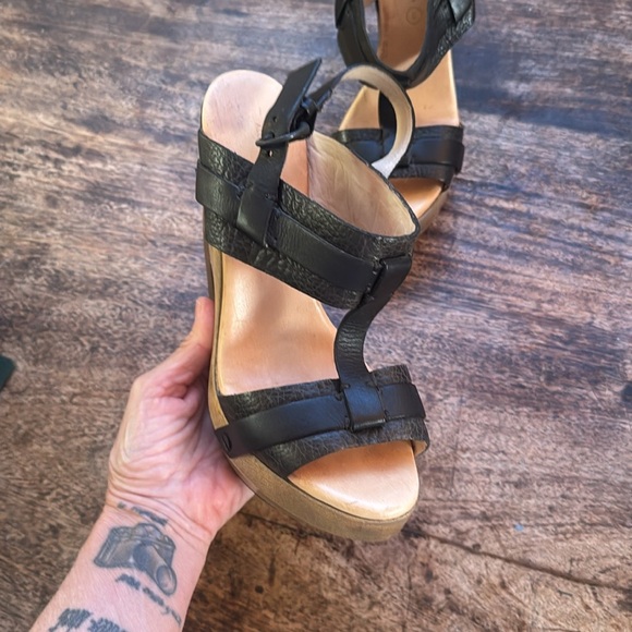All Saints Stylish Black Leather Platform Sandals size 39 - Picture 3 of 10